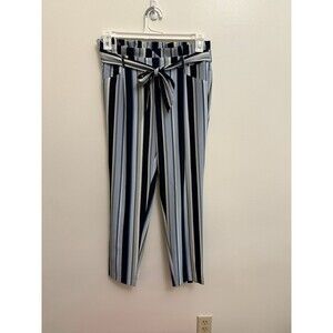 SOHO Apparel Paper Bag Pants Pull On Wide Leg Striped Tie Size Small